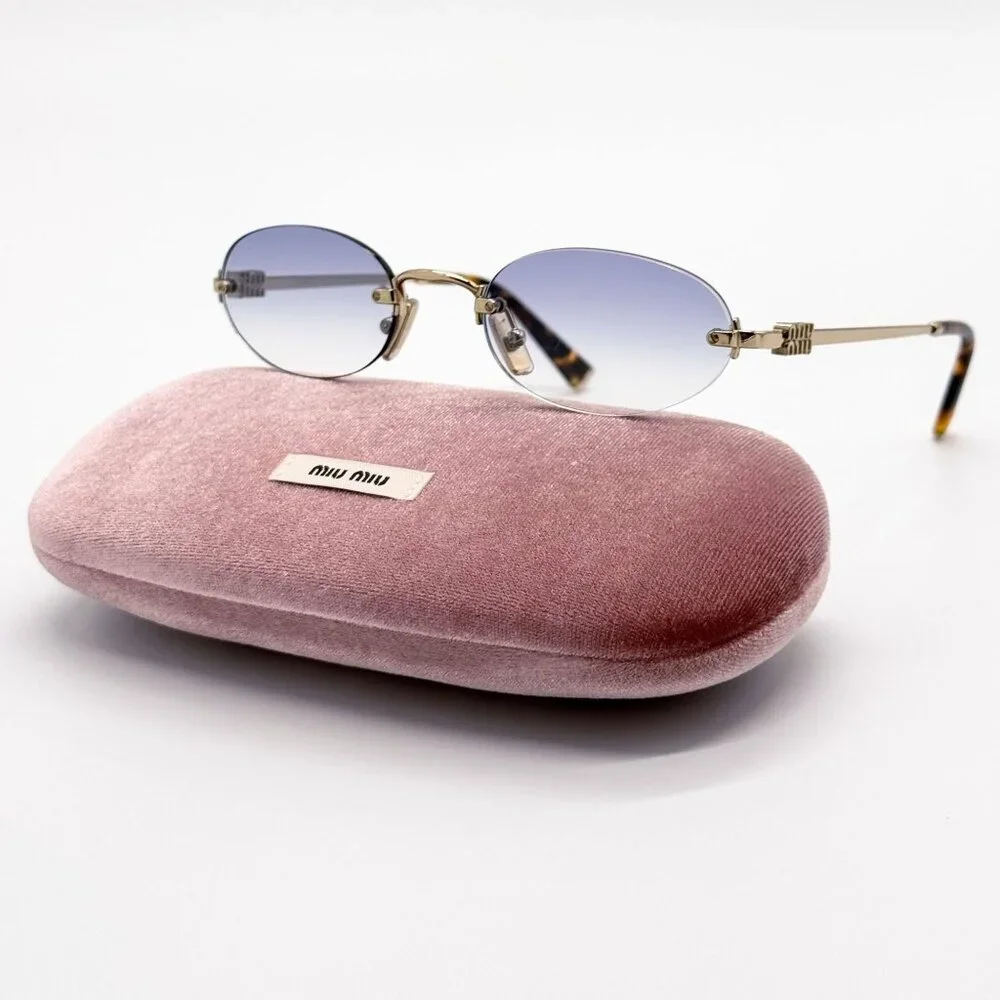 NEW MIU MIU SUNGLASSES MUA54S ZVN80O OVAL GOLD WOMEN MU A54S SMU A54